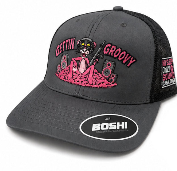 Gettin Groovy Panther Cap Grey and Black